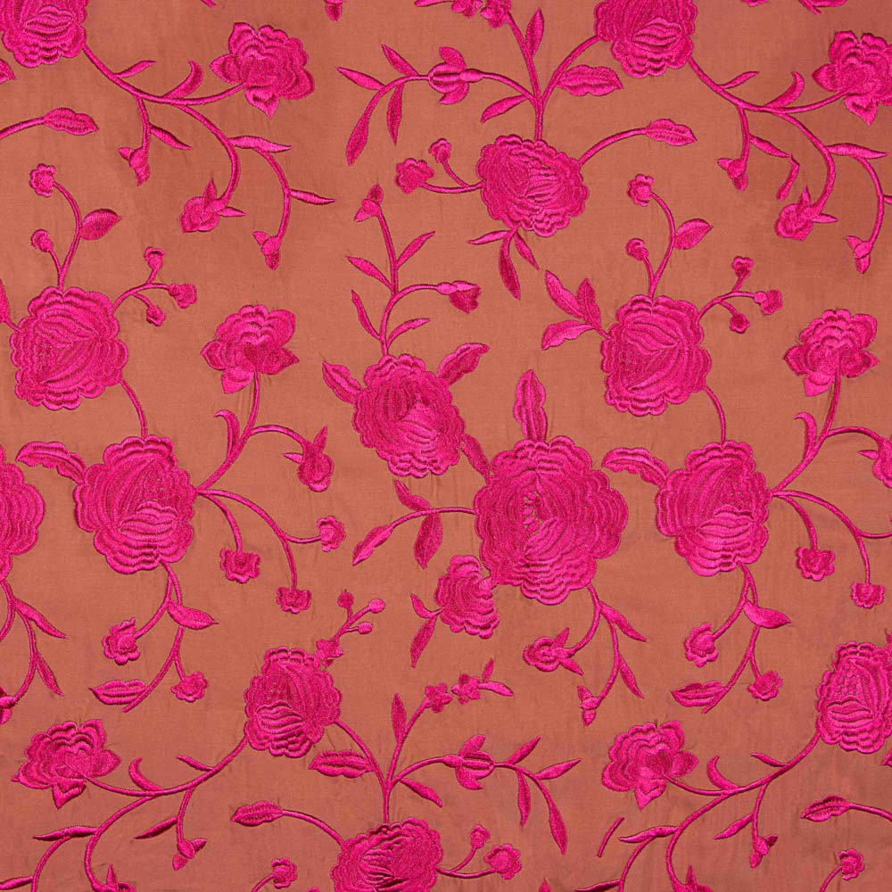 Retal Mantón Bordado Fucsia Tencel Coral 45x140 cm - Ribes y Casals