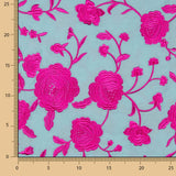 Xale Bordado Fúcsia Tencel Azul Claro - Ribes y Casals