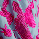 Xale Bordado Fúcsia Tencel Azul Claro - Ribes y Casals