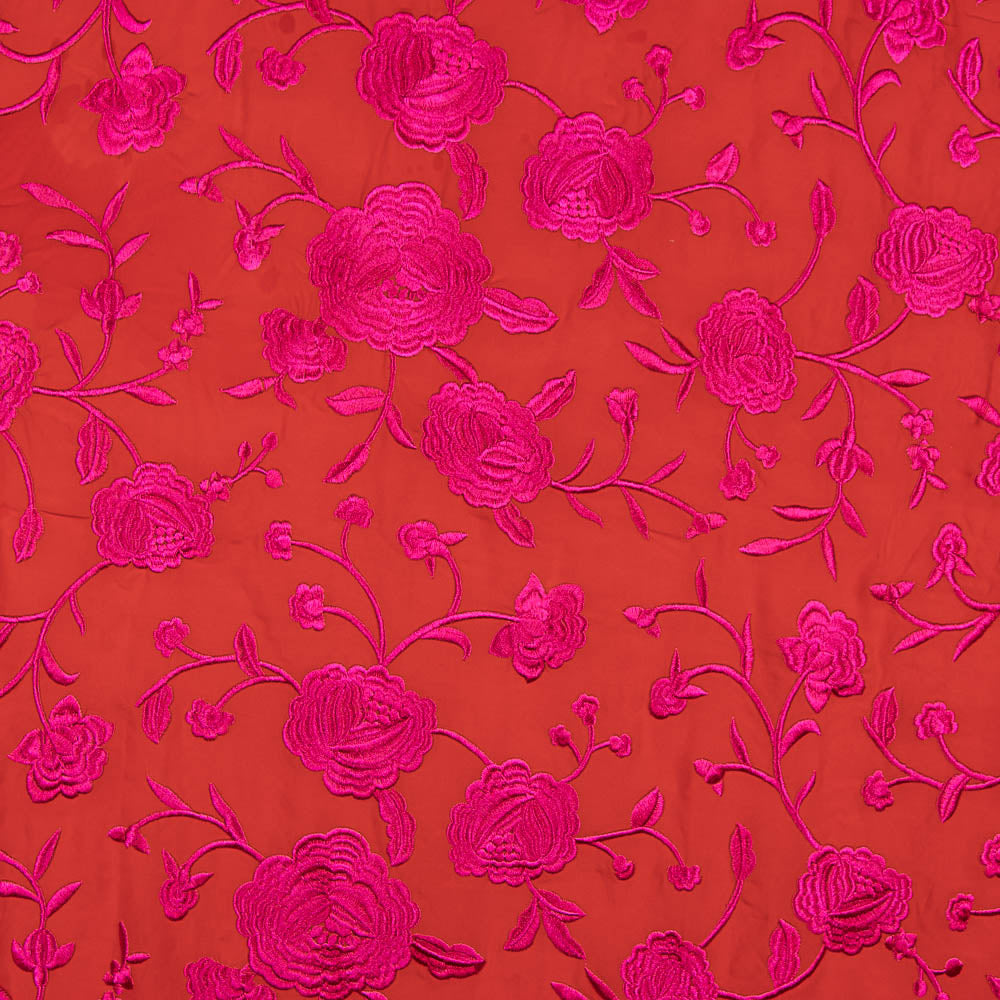 Xale Bordado Fúcsia Tencel Vermelho - Ribes y Casals