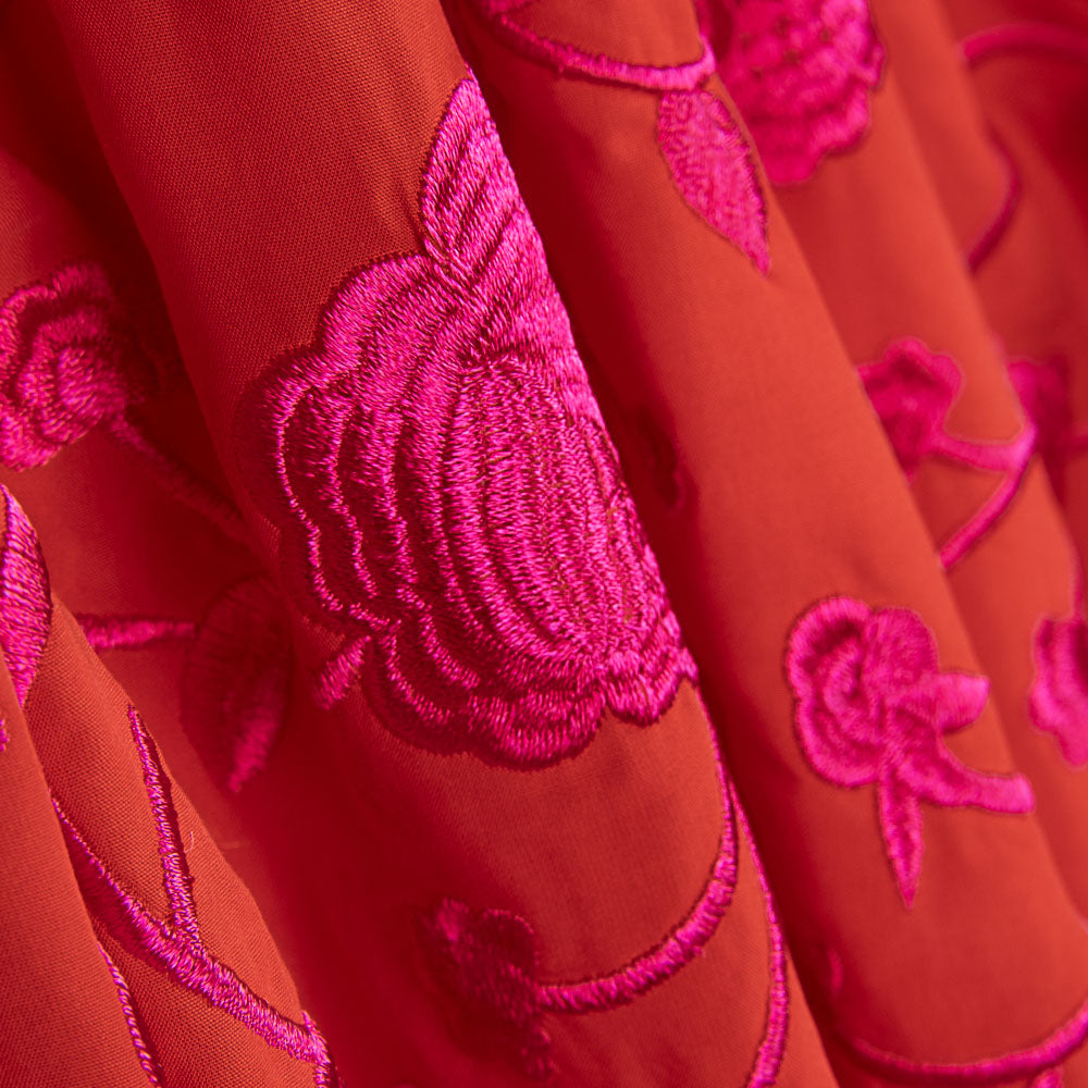 Xale Bordado Fúcsia Tencel Vermelho - Ribes y Casals