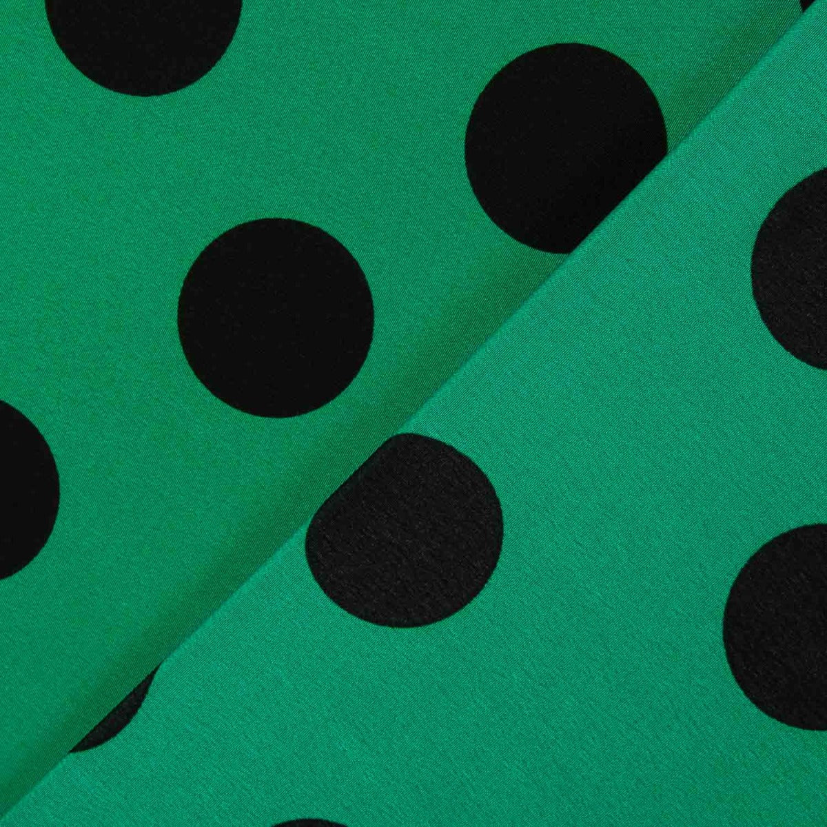 Crepe Poliéster Muito Caimento Bolinhas 33 mm Verde - Ribes y Casals