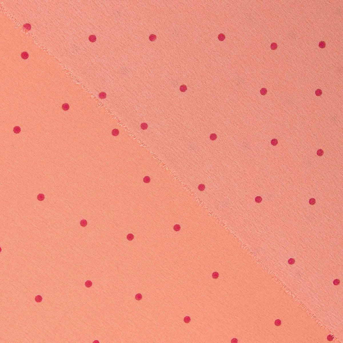 Crepe Poliéster Muito Caimento Bolinhas Mini Coral - Ribes y Casals