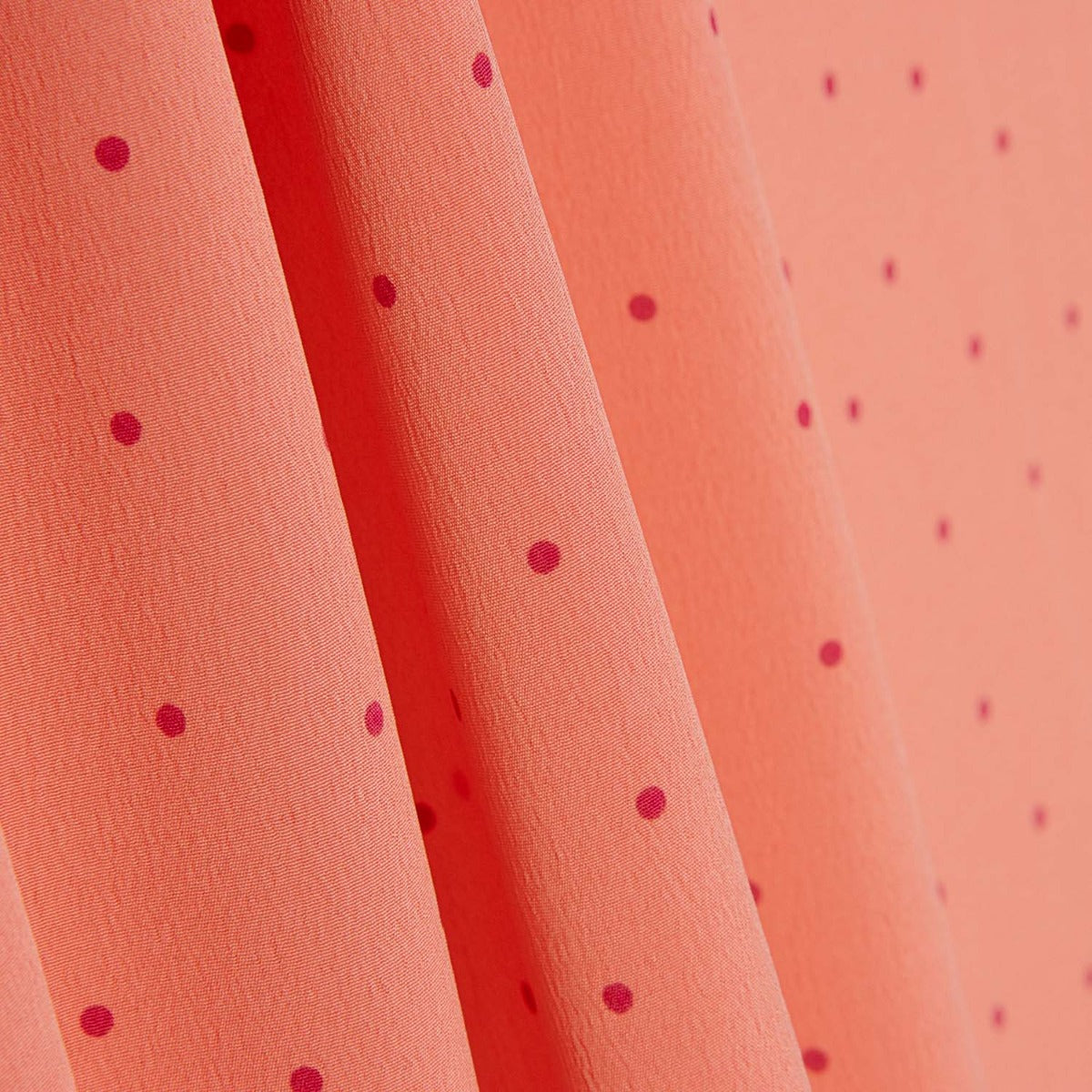 Crepe Poliéster Muito Caimento Bolinhas Mini Coral - Ribes y Casals