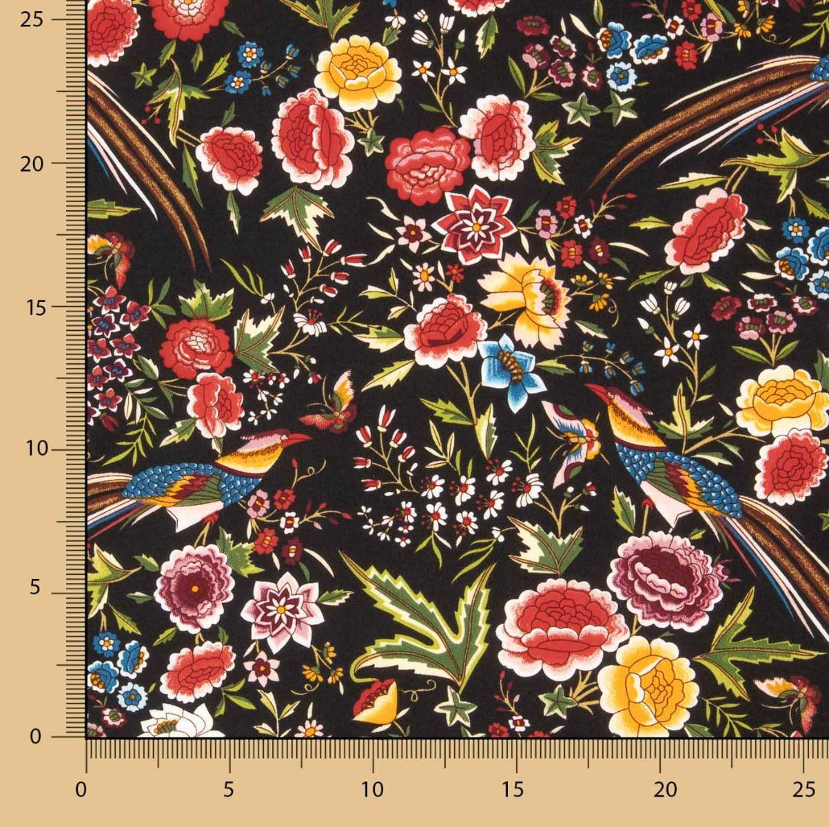 Crepe Poliéster Muito Caimento Estampado Xale Beija-flor Preto - Ribes y Casals