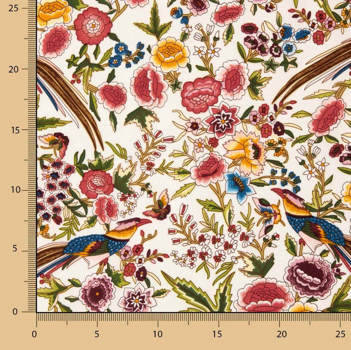 Crepe Poliéster Muito Caimento Estampado Xale Beija-flor Cru - Ribes y Casals