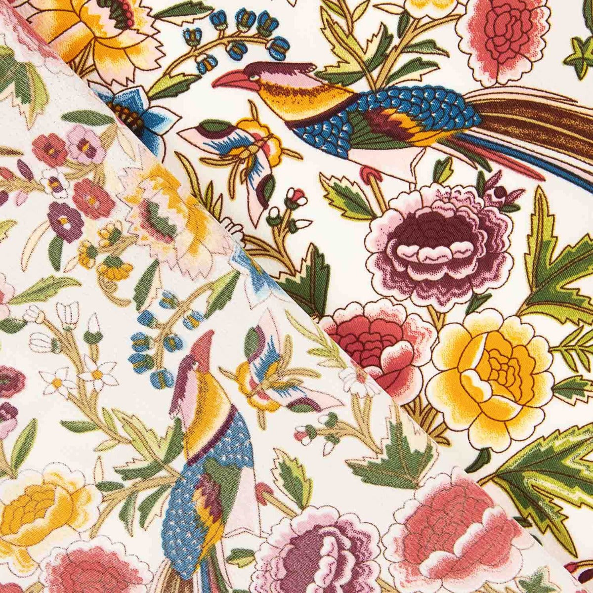 Crepe Poliéster Muito Caimento Estampado Xale Beija-flor Cru - Ribes y Casals