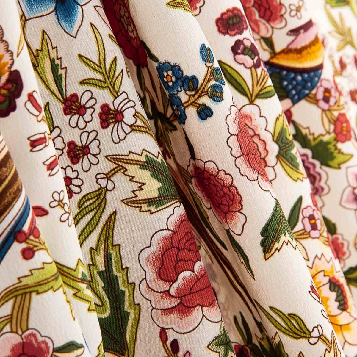 Crepe Poliéster Muito Caimento Estampado Xale Beija-flor Cru - Ribes y Casals