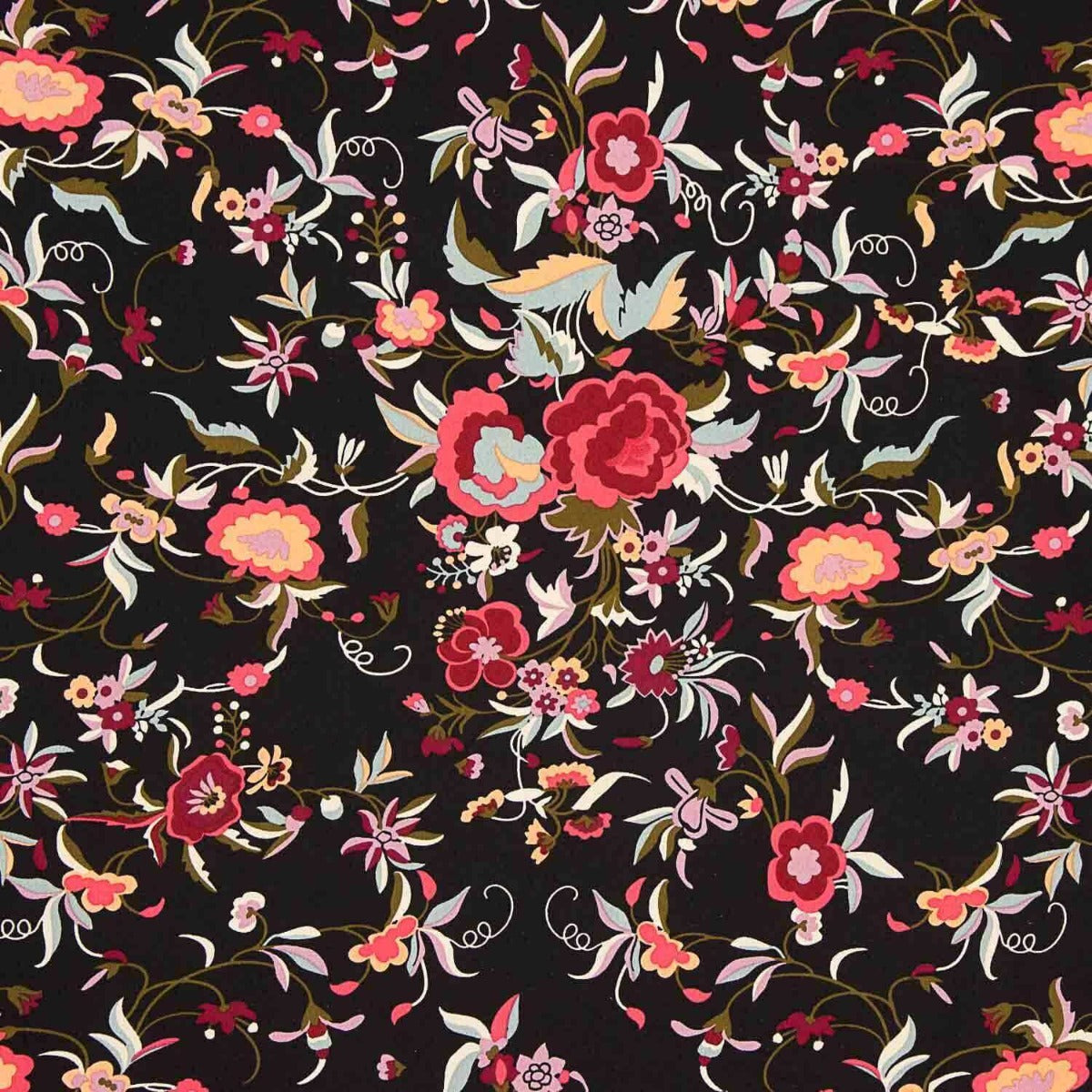 Crepe Poliéster Muito Caimento Estampado Xale Preto - Ribes y Casals