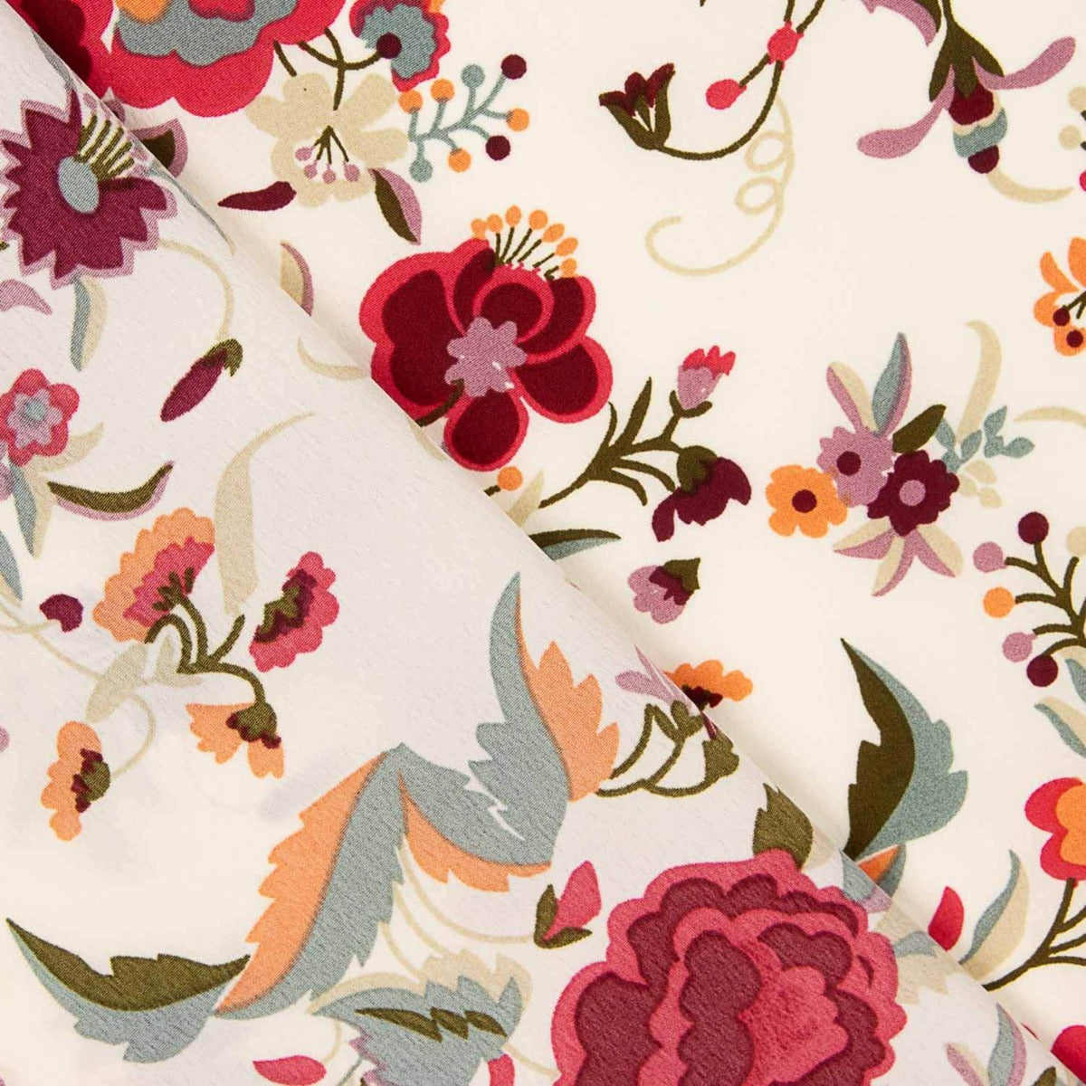 Crepe Poliéster Muito Caimento Estampado Xale Cru - Ribes y Casals