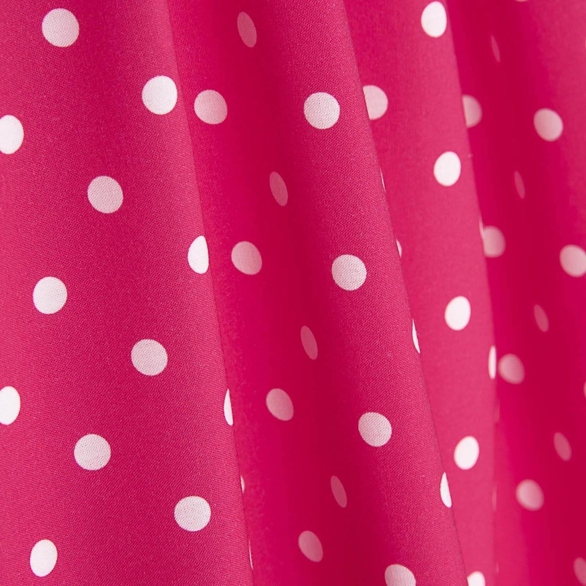 Popeline Flamenca Estampado Bolinhas 7mm Fúcsia/Branco - Ribes y Casals