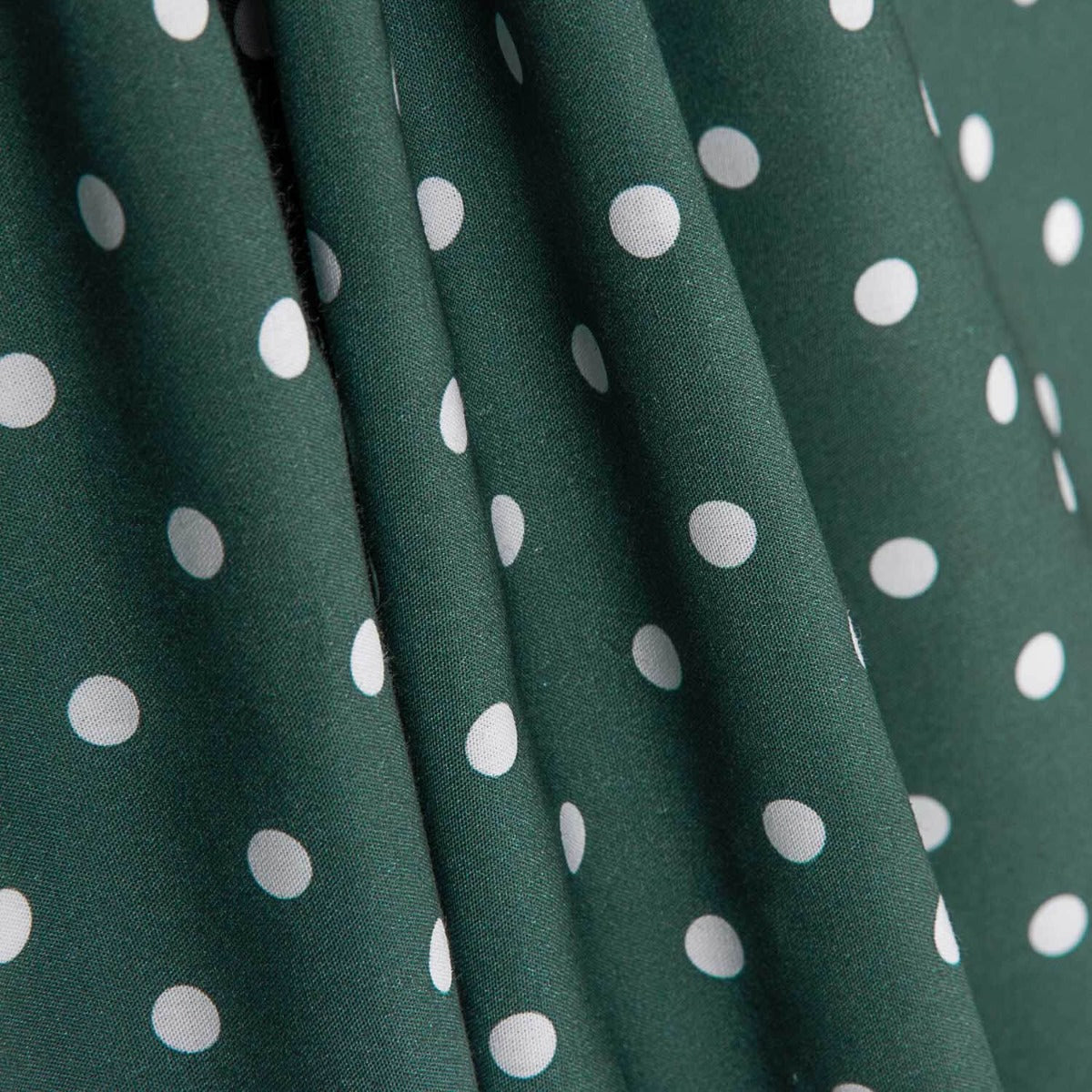 Popeline Flamenca Estampado Bolinhas 7mm Verde Escuro/Branco - Ribes y Casals