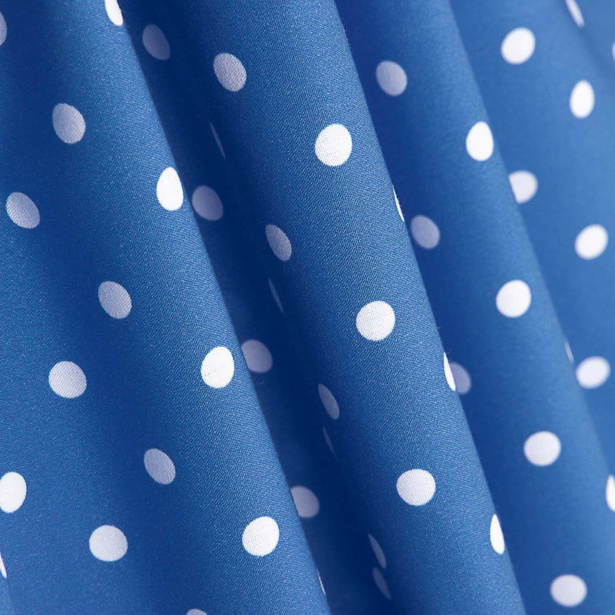 Popeline Flamenca Estampado Bolinhas 7mm Azul/Branco - Ribes y Casals