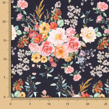 Popeline Flamenca Estampado Floral Preto - Ribes y Casals