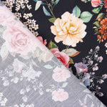 Popeline Flamenca Estampado Floral Preto - Ribes y Casals