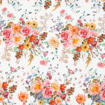 Popeline Flamenca Estampado Floral Branco - Ribes y Casals