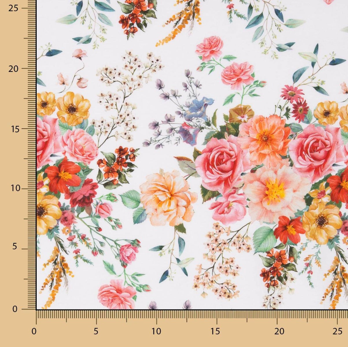 Popeline Flamenca Estampado Floral Branco - Ribes y Casals