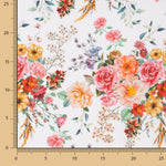 Popeline Flamenca Estampado Floral Branco - Ribes y Casals