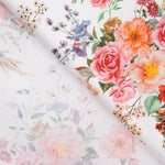 Popeline Flamenca Estampado Floral Branco - Ribes y Casals