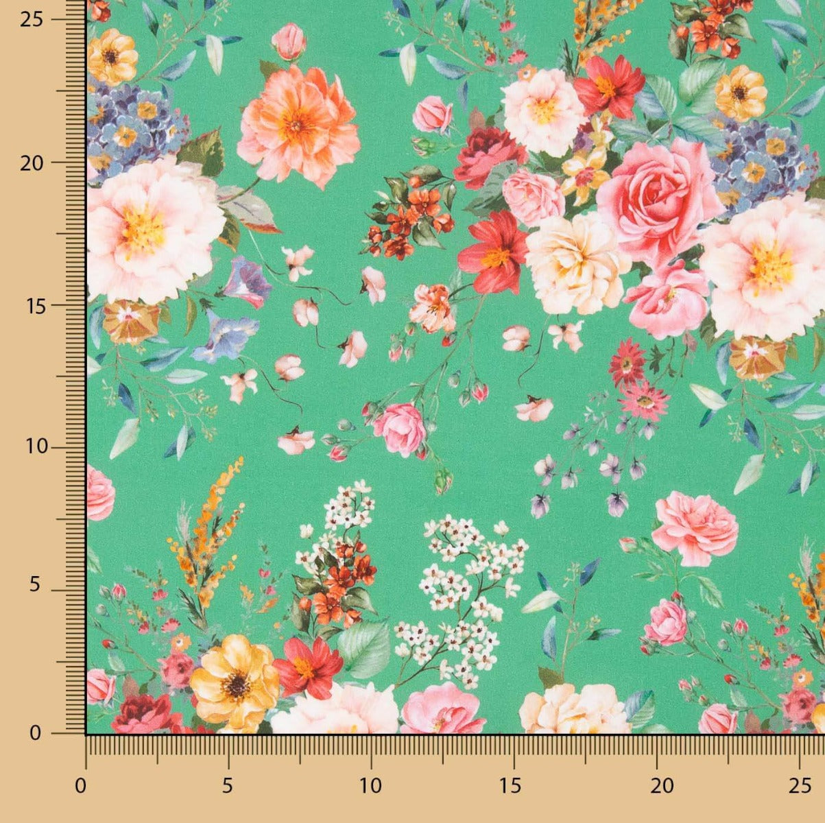 Popeline Flamenca Estampado Floral Verde - Ribes y Casals