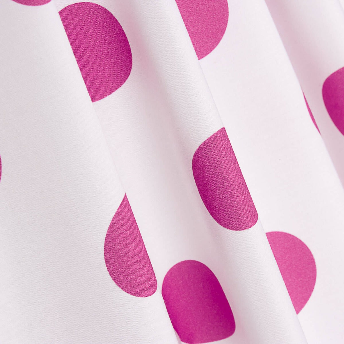 Popeline Flamenca Estampado Bolinhas 3cm Branco/Fúcsia - Ribes y Casals