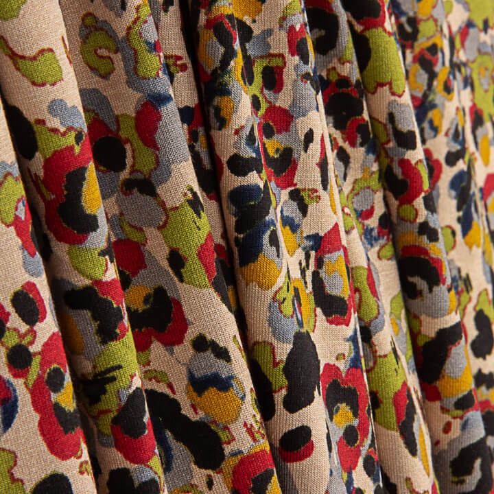 Malha de viscose com estampado animal artístico multicolorido - Ribes y Casals
