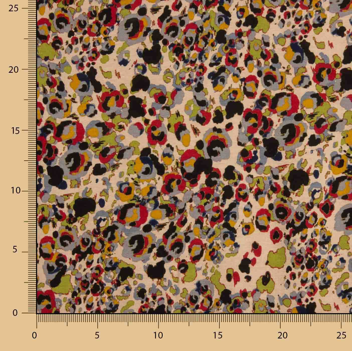 Malha de viscose com estampado animal artístico multicolorido - Ribes y Casals