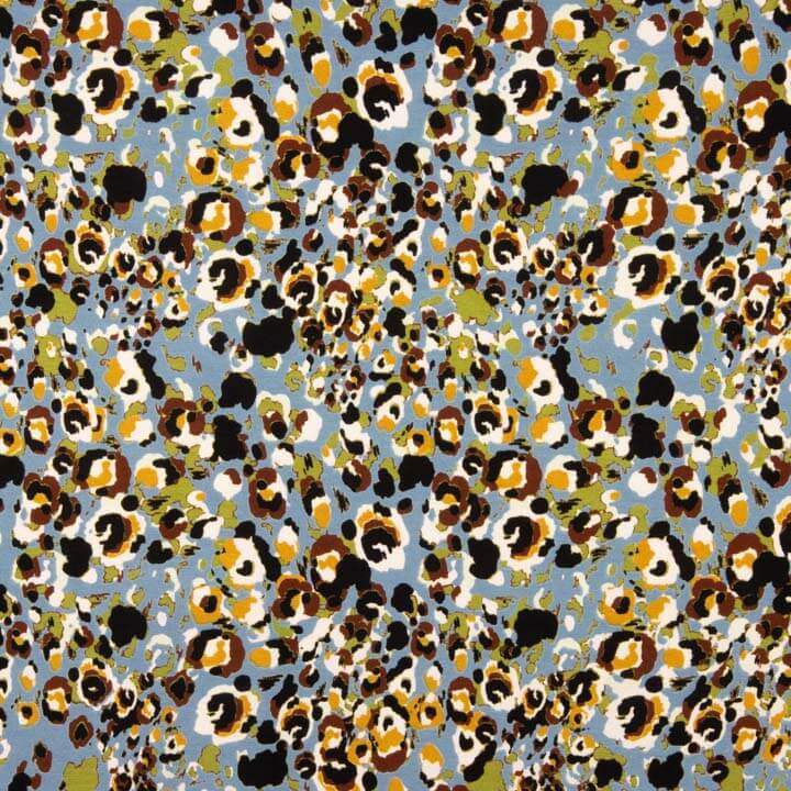Malha de viscose com animal print abstrato azul - Ribes y Casals