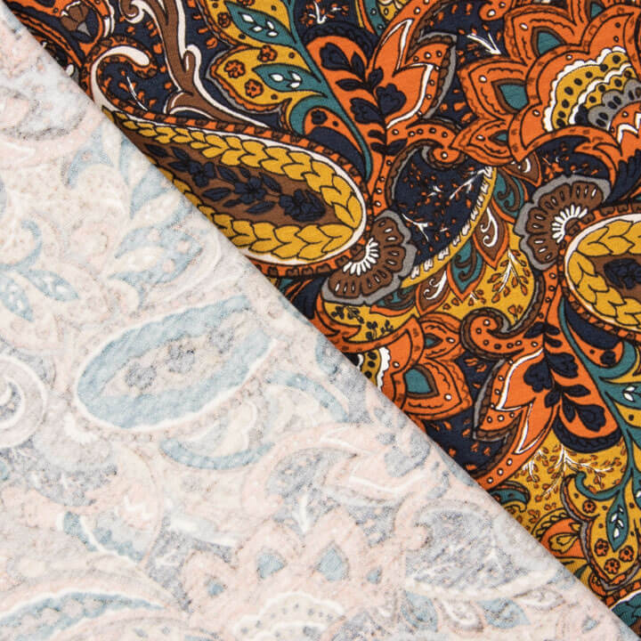 Malha de viscose com estampado Paisley multicolorido - Ribes y Casals