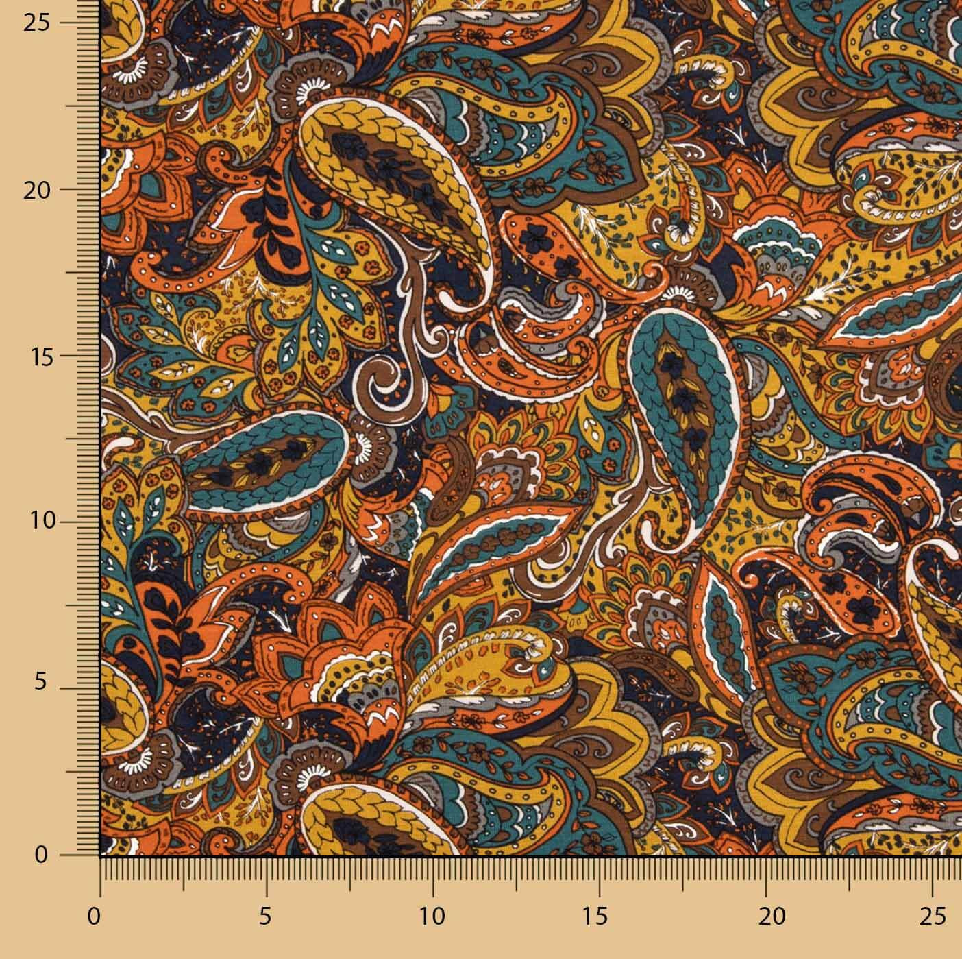 Malha de viscose com estampado Paisley multicolorido - Ribes y Casals