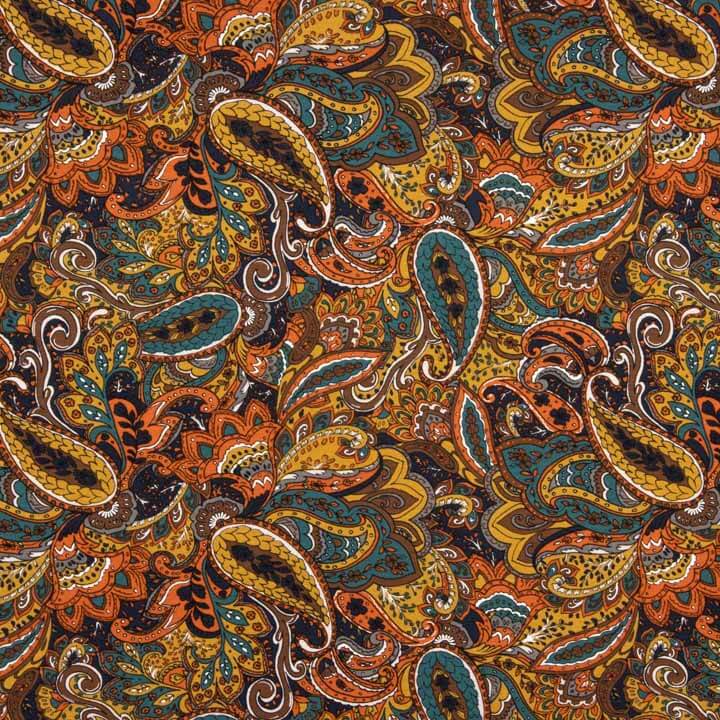 Malha de viscose com estampado Paisley multicolorido - Ribes y Casals