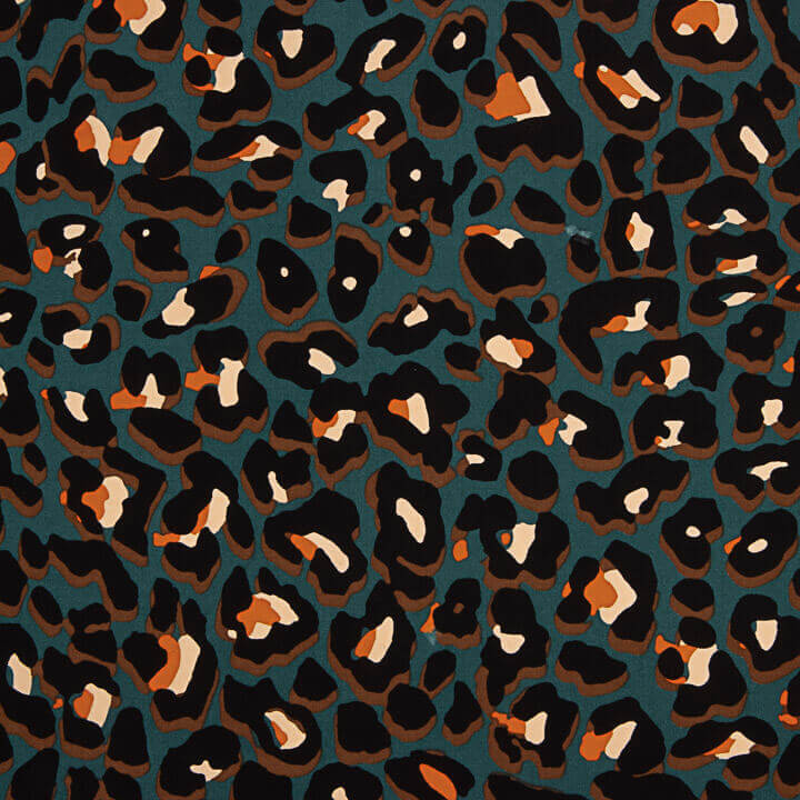 Viscose com padrão de leopardo, cor petróleo - Ribes y Casals
