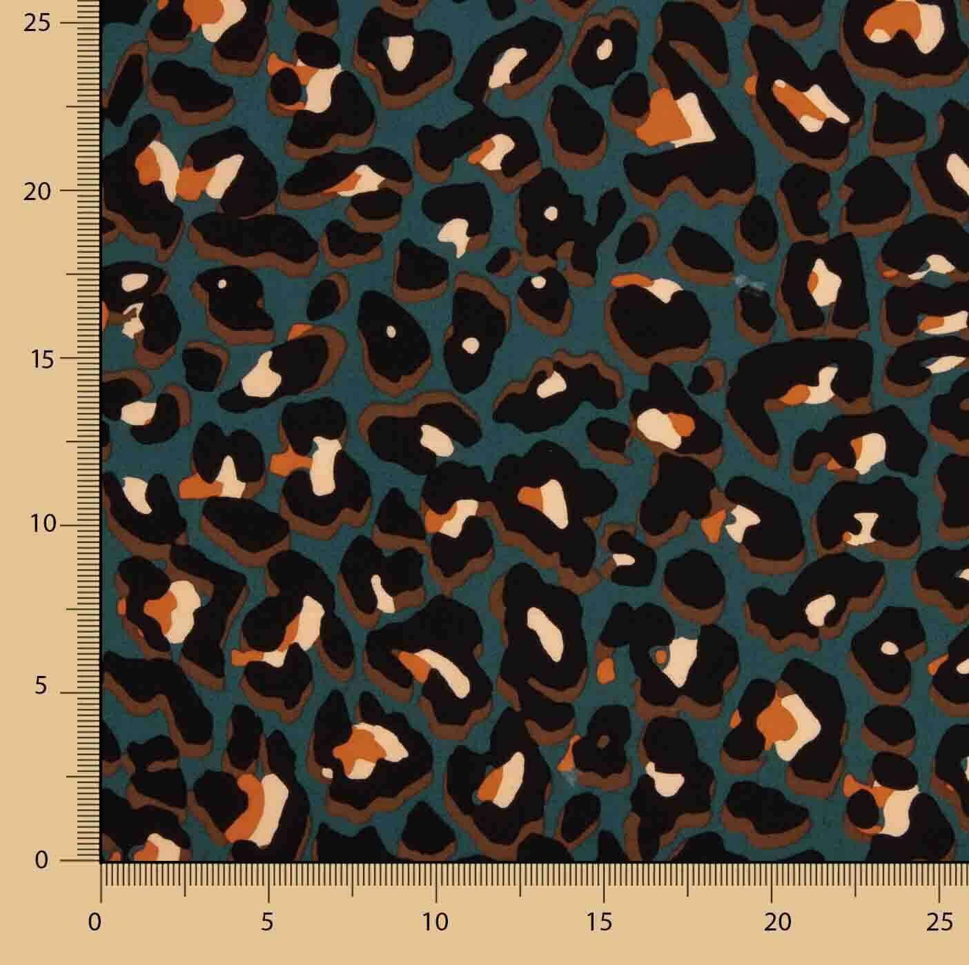 Viscose com padrão de leopardo, cor petróleo - Ribes y Casals