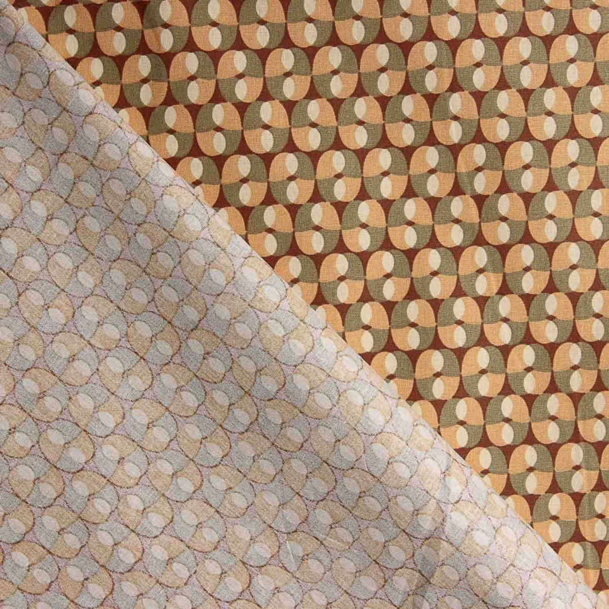 Algodão Percal Retro Kaky-Rosa - Ribes y Casals