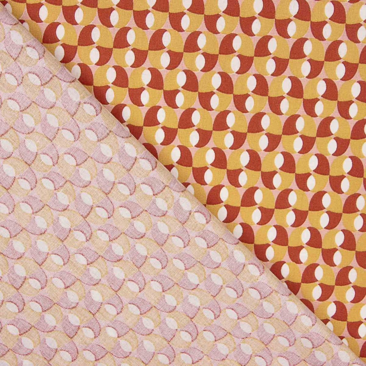 Algodão Percal Retro Ocre-Rosa - Ribes y Casals