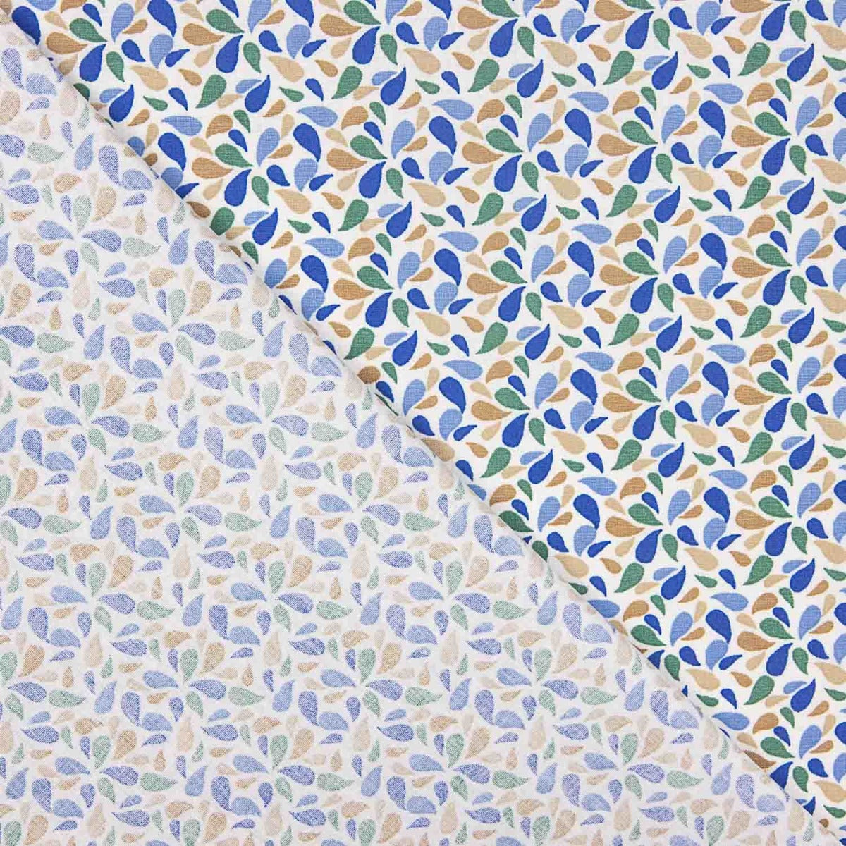 Algodão Percal Pétalas Azul-Verde - Ribes y Casals