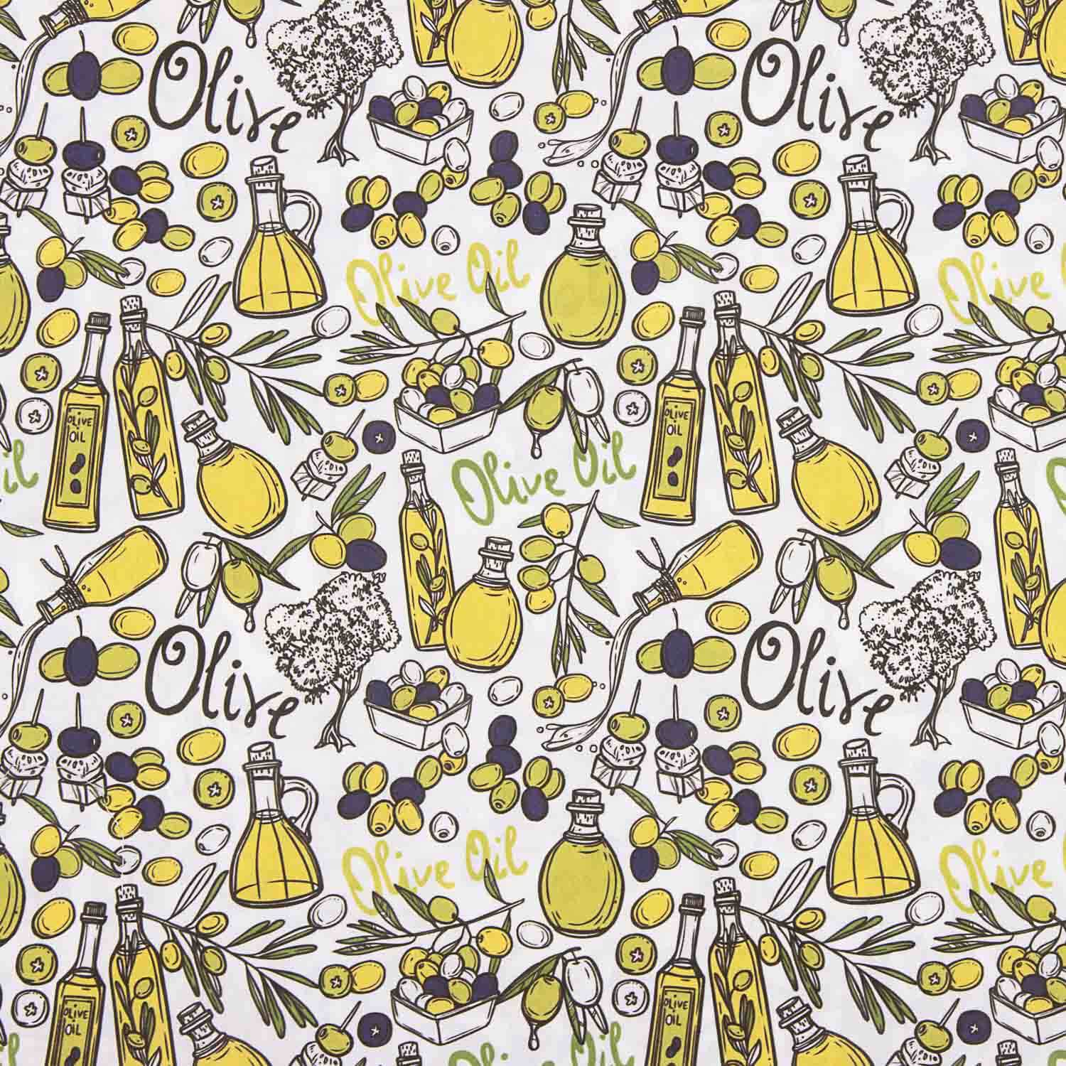 Popeline de algodão estampado com garrafas de azeite - Ribes y Casals