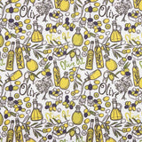 Popeline de algodão estampado com garrafas de azeite - Ribes y Casals