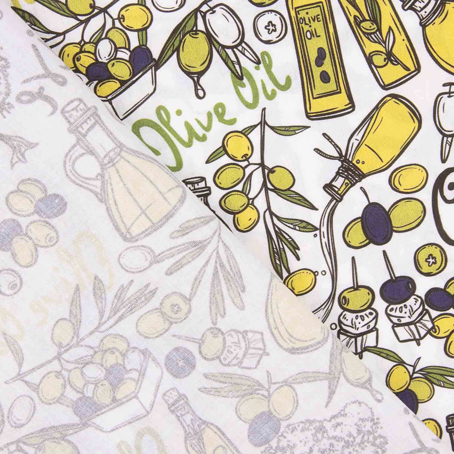 Popeline de algodão estampado com garrafas de azeite - Ribes y Casals