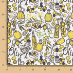 Popeline de algodão estampado com garrafas de azeite - Ribes y Casals