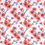 Popeline de algodão estampado com ramos de sakura coral - Ribes y Casals
