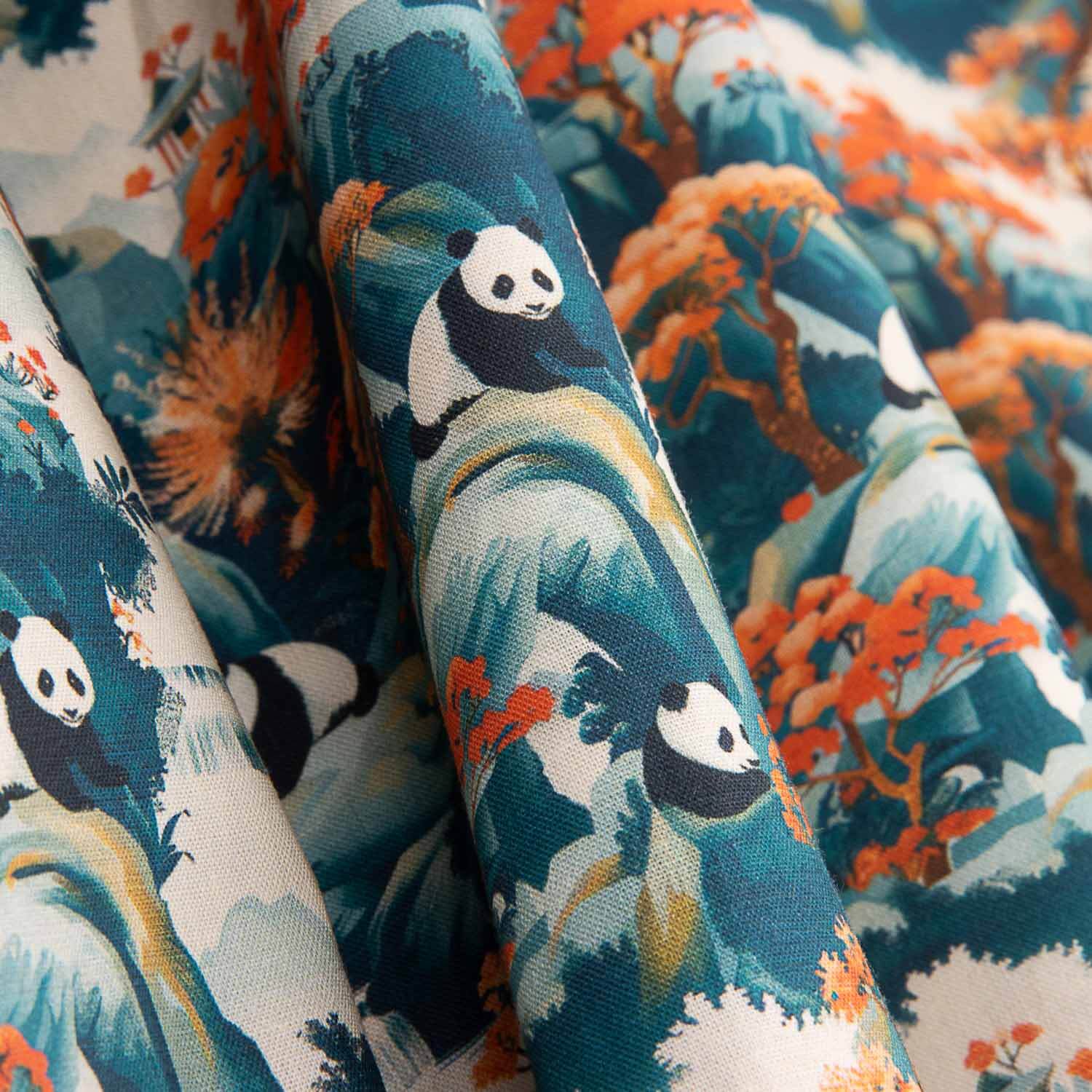 Popeline de algodão estampado com pandas - Ribes y Casals