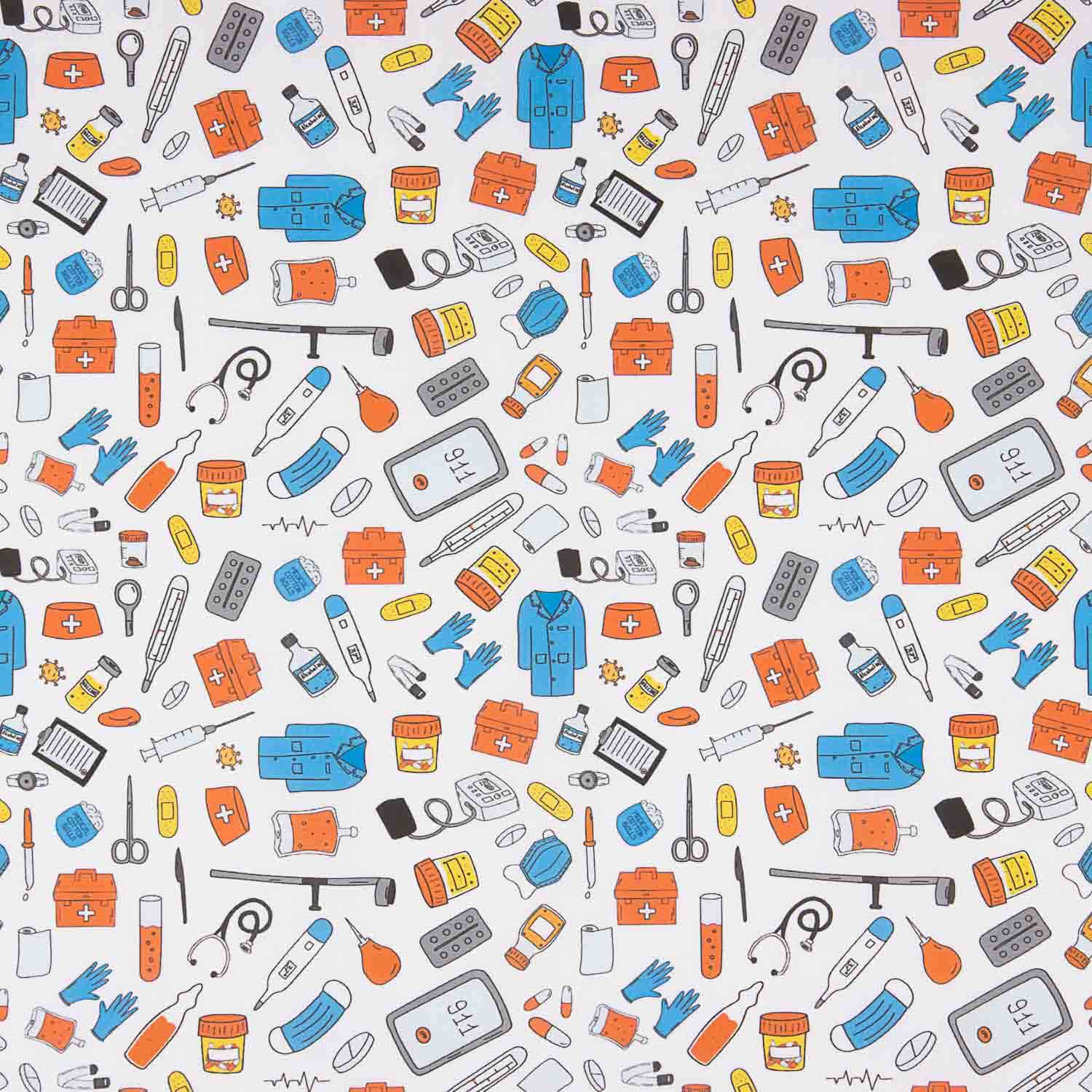 Popeline de algodão estampado Utensílios médicos - Ribes y Casals