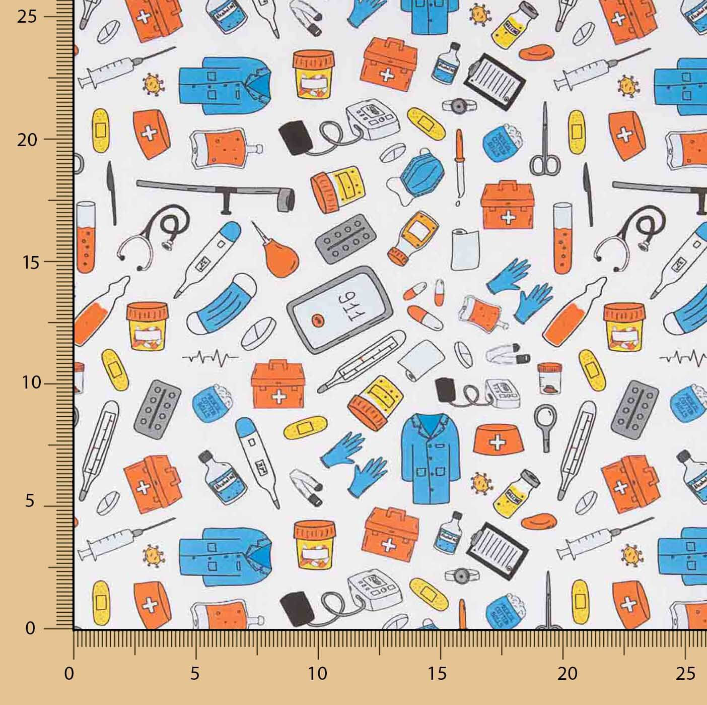 Popeline de algodão estampado Utensílios médicos - Ribes y Casals