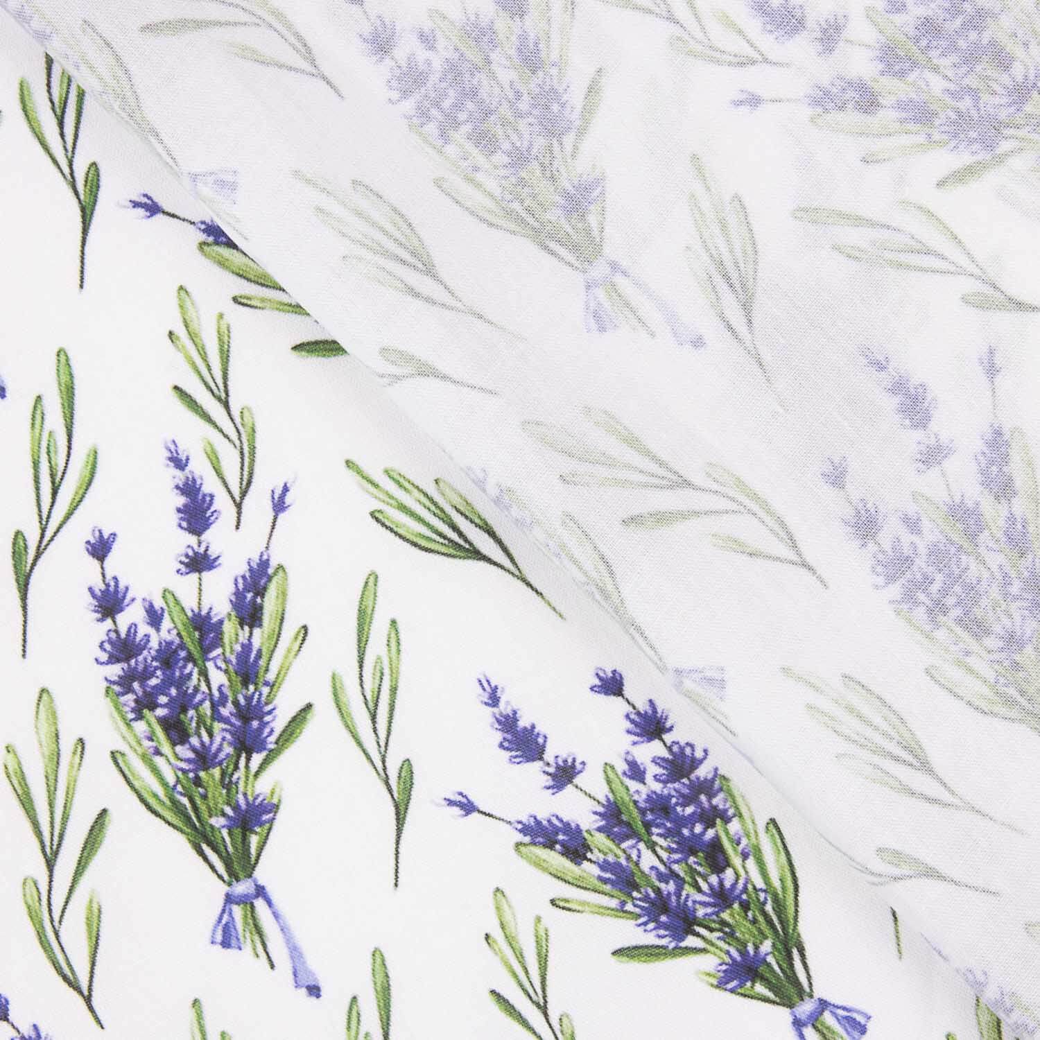 Popeline de algodão estampado com flores lavanda - Ribes y Casals