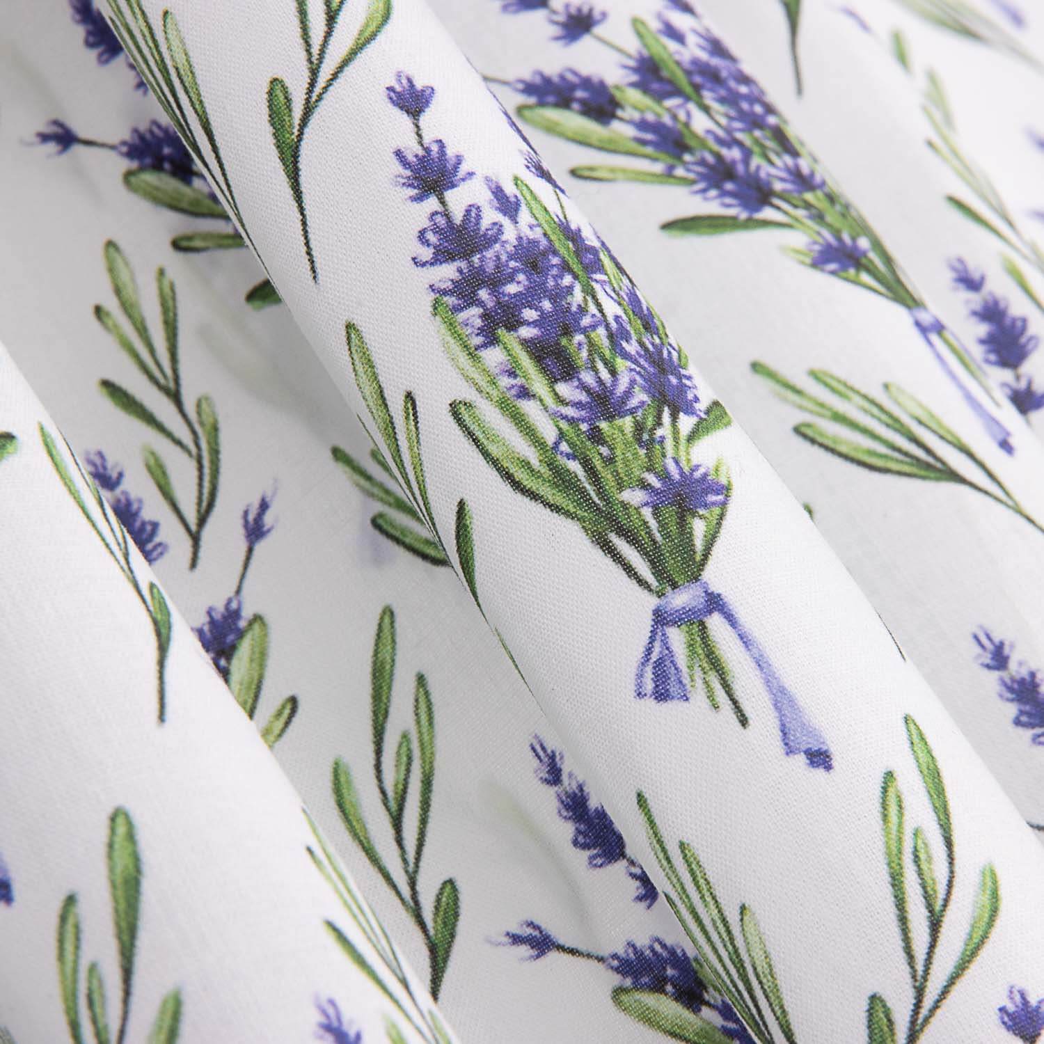 Popeline de algodão estampado com flores lavanda - Ribes y Casals