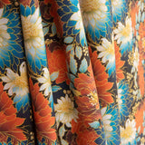 Popeline de algodão estampado com flores orientais - Ribes y Casals