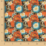 Popeline de algodão estampado com flores orientais - Ribes y Casals