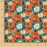 Popeline de algodão estampado com flores orientais - Ribes y Casals