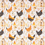 Popeline de algodão estampado com galinhas - Ribes y Casals